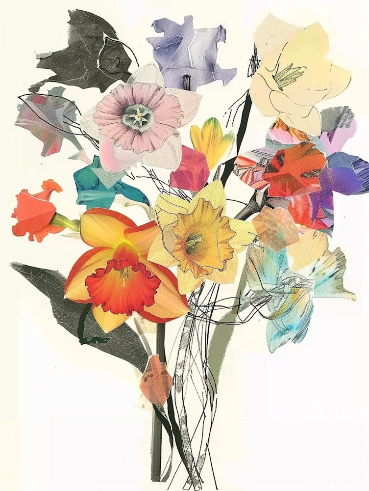 Daffodil 3 Collage Flower Bouquet