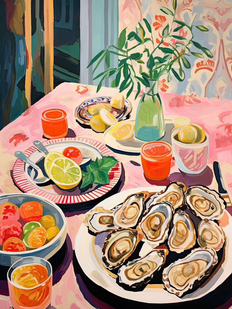 Mediterranean Seafood Lunch Summer Illustration 4