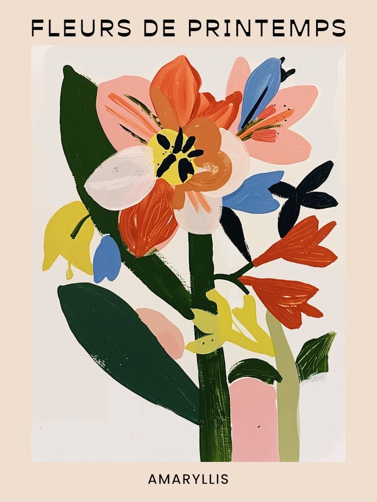 Spring Floral French Poster  Amaryllis 4