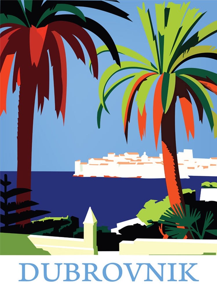 Dubrovnik, Palm Trees on the Adriatic Coast, Croatia