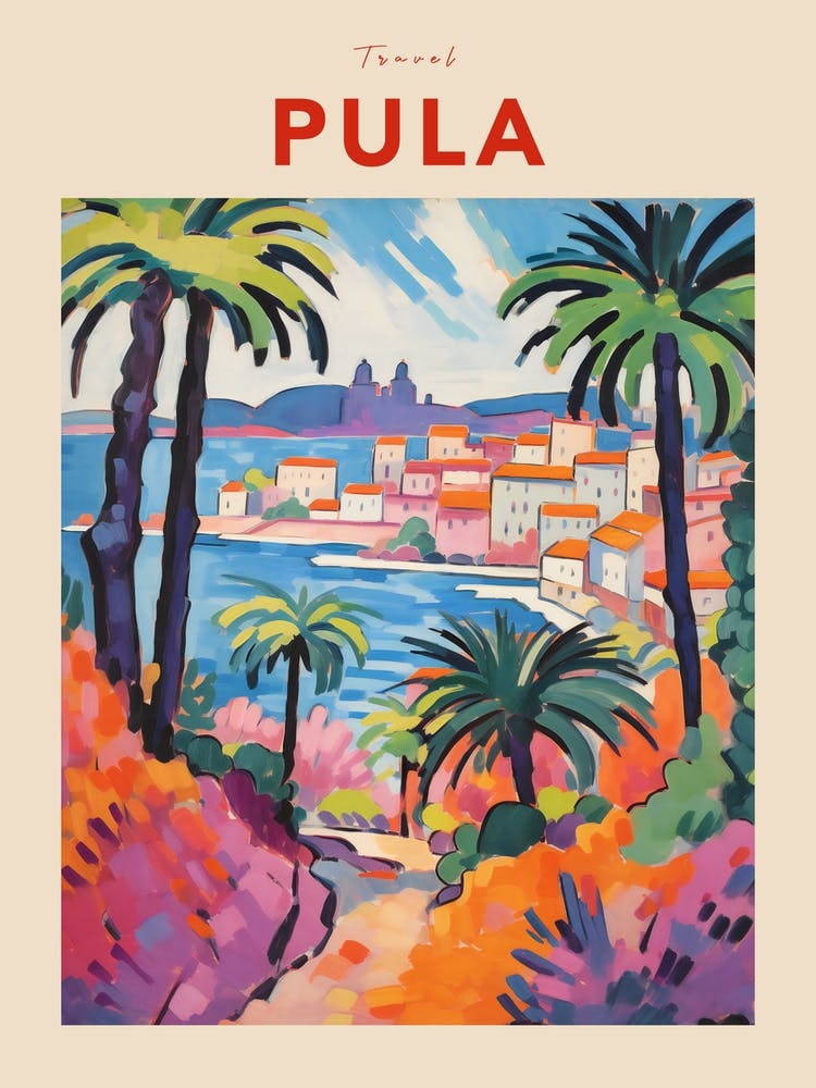 Pula Croatia 2 Fauvist Travel Poster