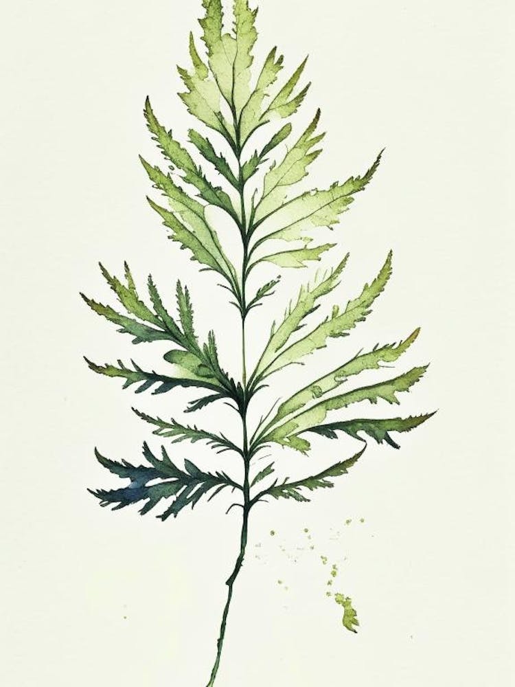 Wormwood Leaf Minimalist Watercolour 1
