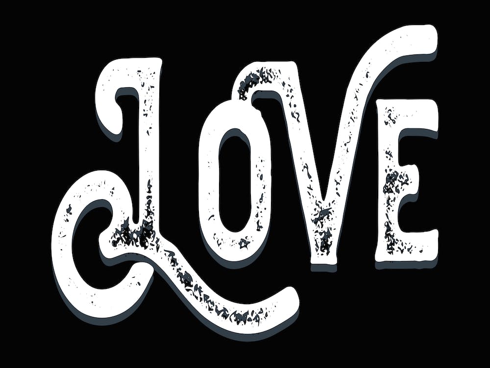Love Black And White Vintage Typography