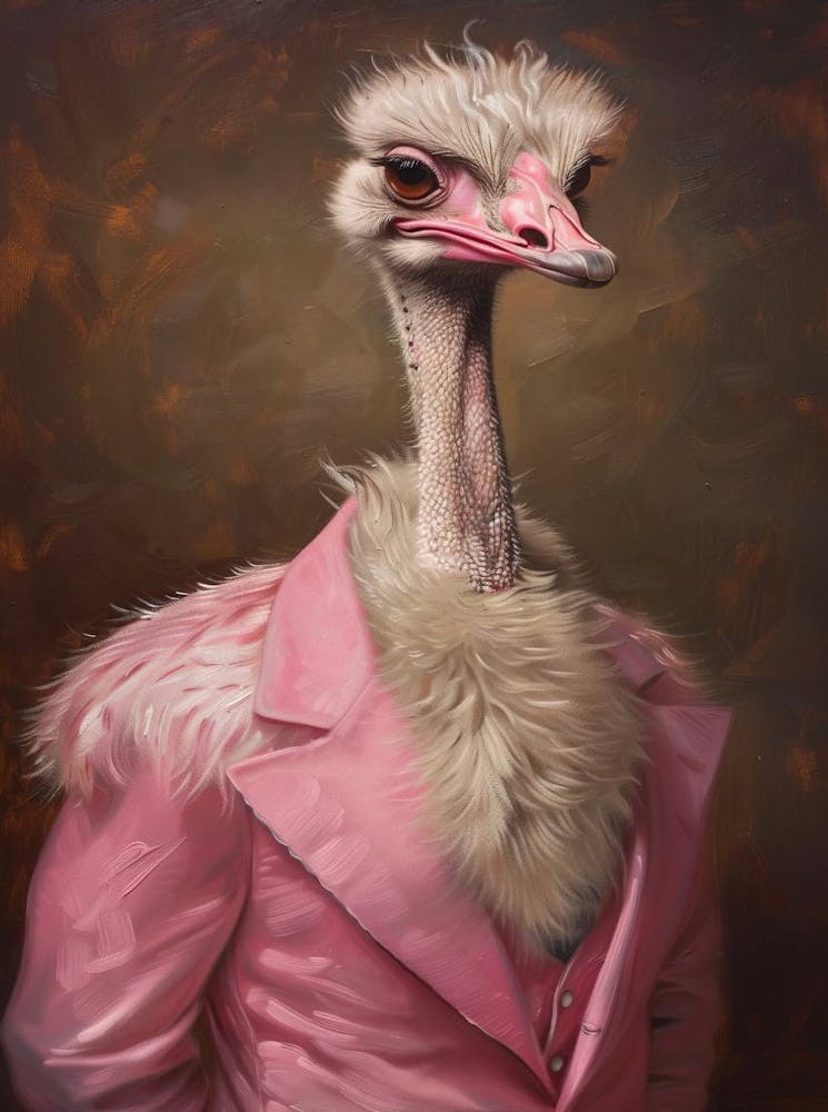 Victorian Animals Portrait, Royal Ostrich Vintage Print, Dressed Animal Altered Art, Renaissance Animal Printable Art, Animal Lover Gift