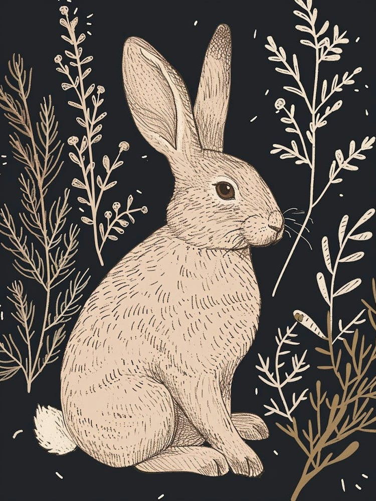 Tan Rabbit Minimalist Illustration 2