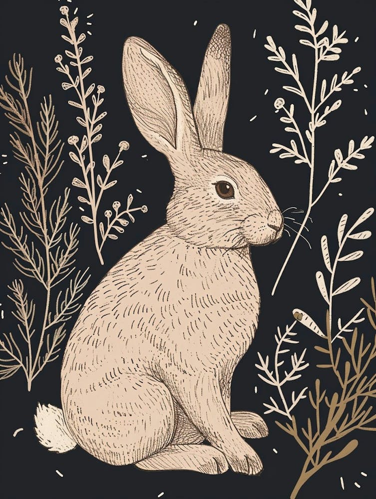 Tan Rabbit Minimalist Illustration 2