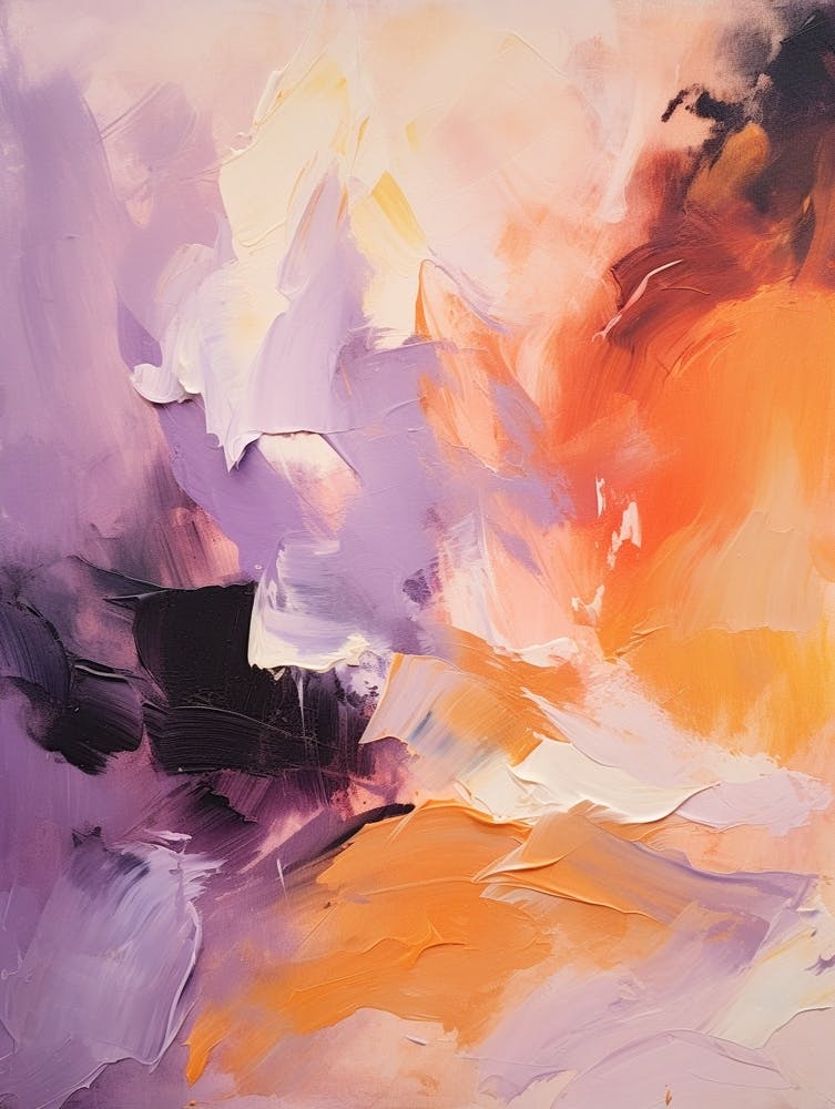 Lilac And Orange Autumn Abstract Painting 1