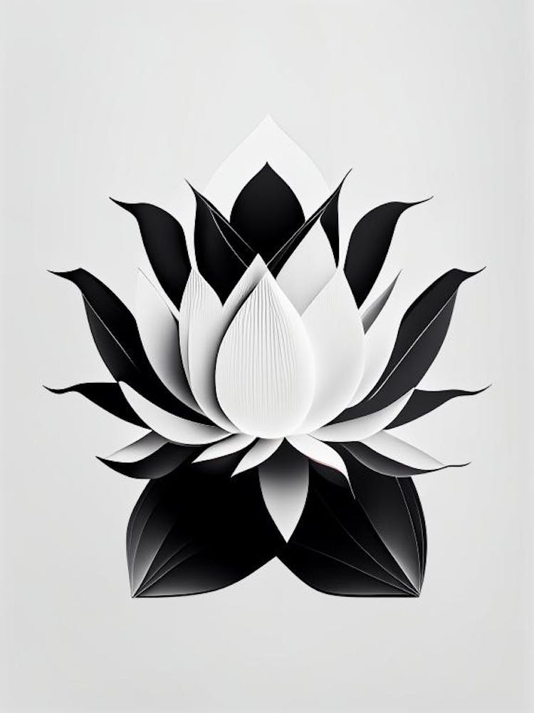 American Lotus Black And White Geometric 1