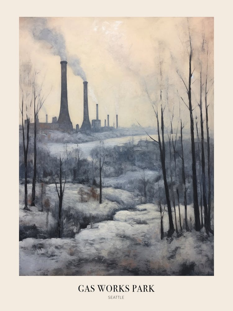 Winter City Park Poster Gas Works Park Seattle 1