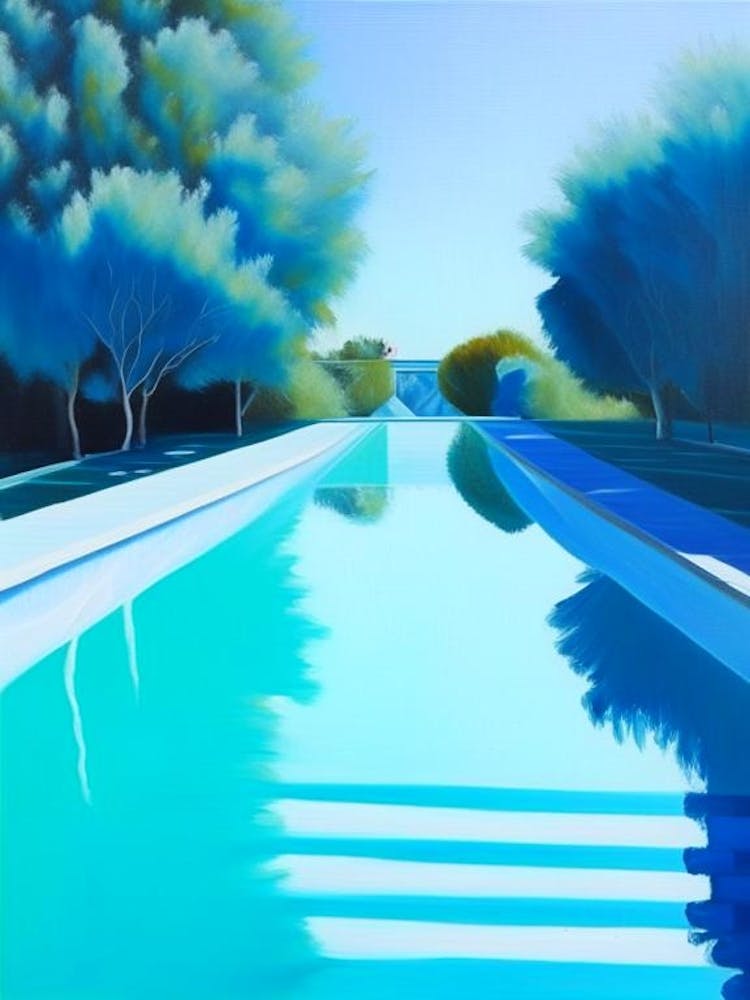 Lanes In Swimming Pool Landscapes Waterscape Marble Acrylic Painting 1