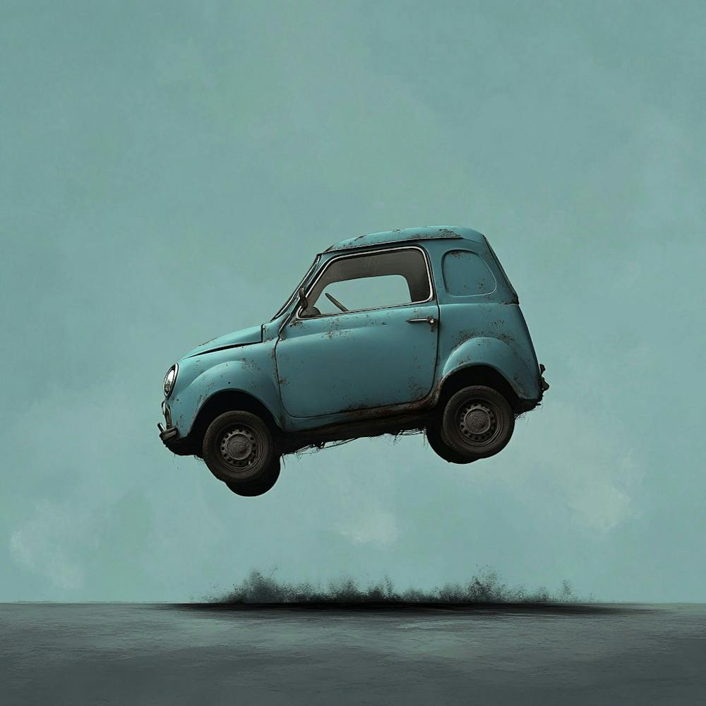 Kleines Auto In Der Luft