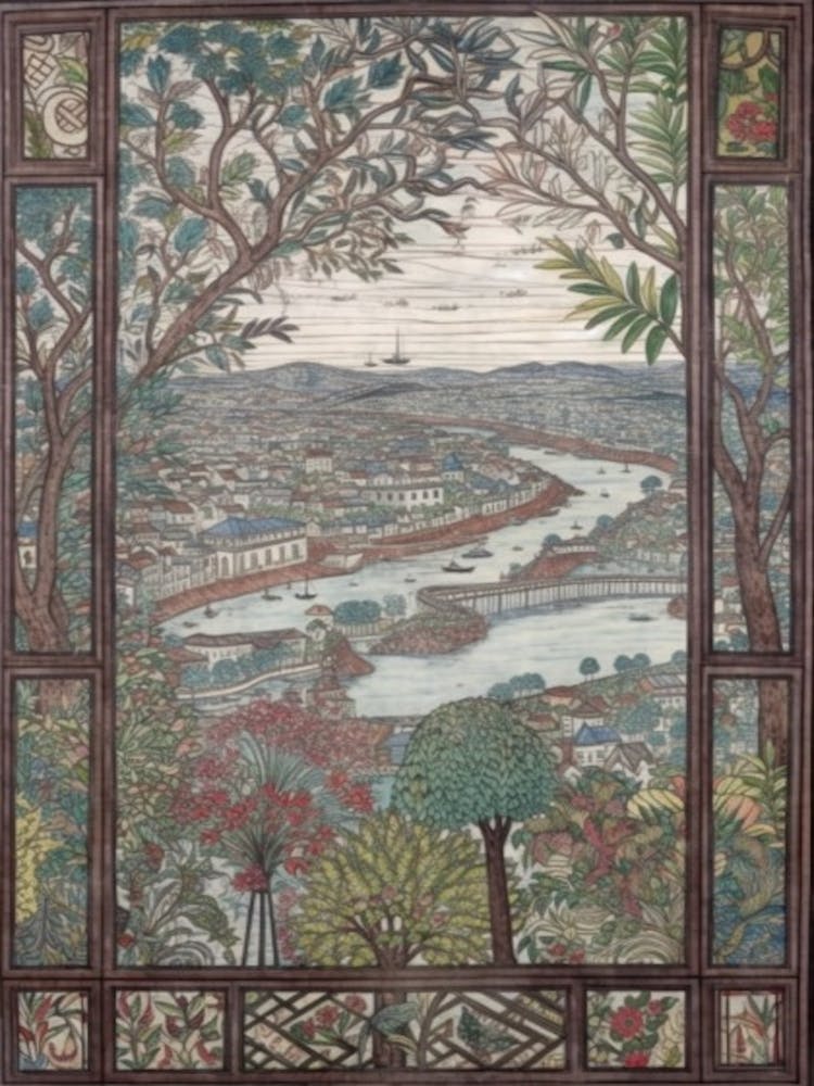 A Window View Of Rio De Janeiro In The Style Of Art Nouveau 2
