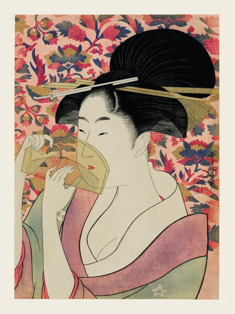 Kushi Japanese Woman With Comb; Utamaro Kitagawa