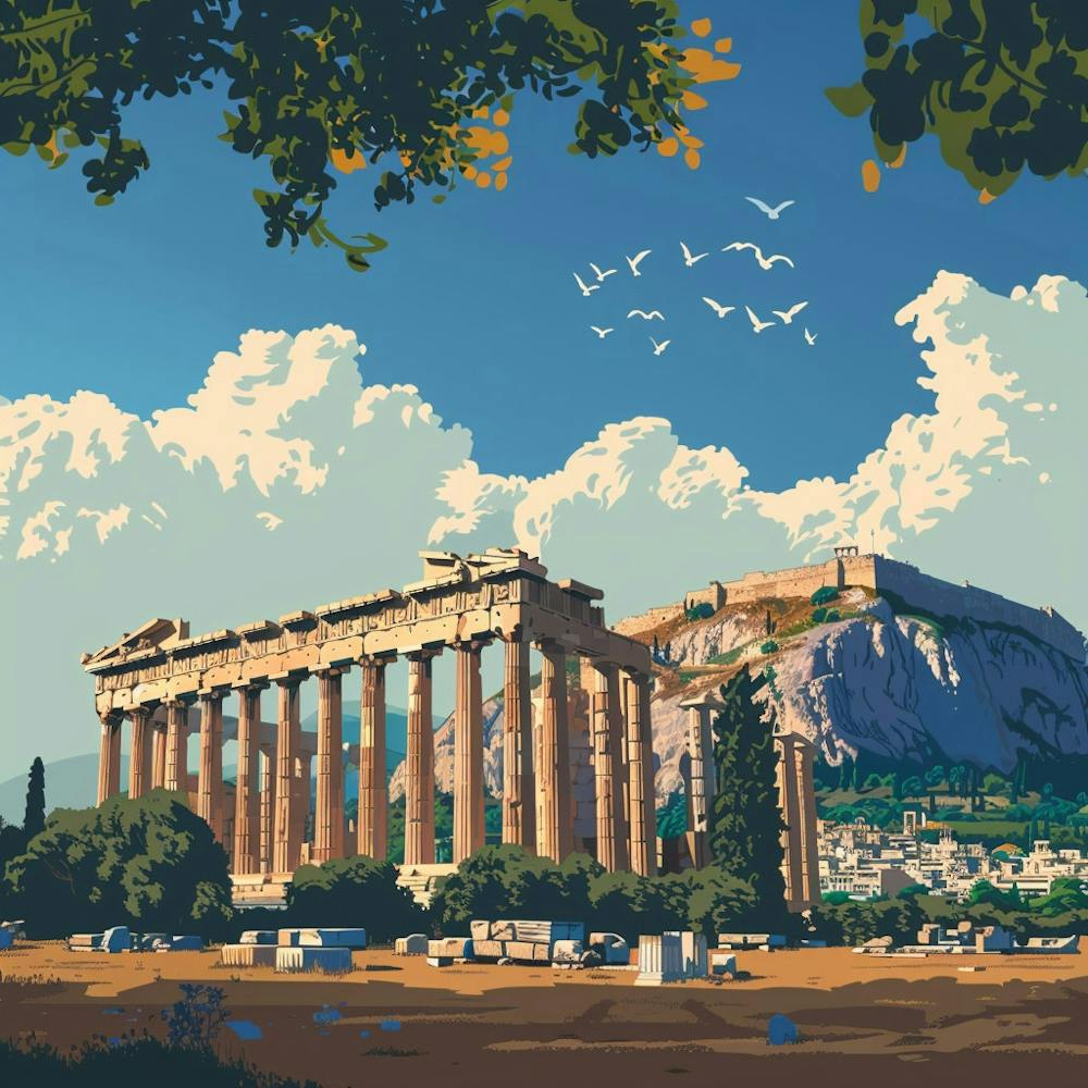 Ein Tempel des Olympischen Zeus in Athen Lofi-Illustration 1720008886 4