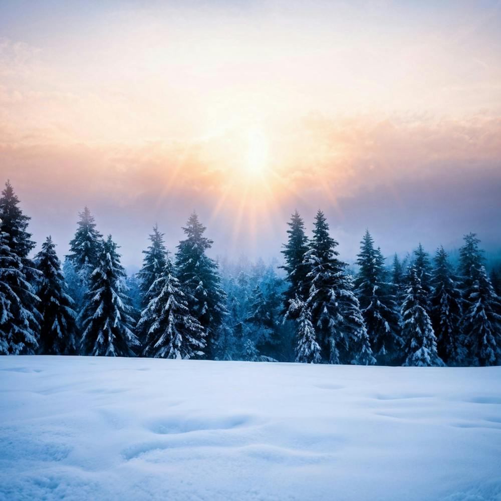 Abstract Landscape Showcasing The Battle Between Winters Chill And The New Years Promise Sun Rays (3)