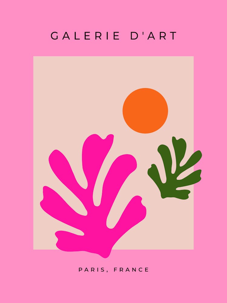 Pink And Orange Cut Outs Abstract Leaves