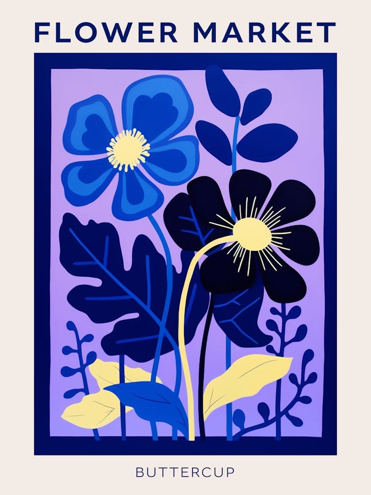 Blue Flower Market Poster Buttercup 1