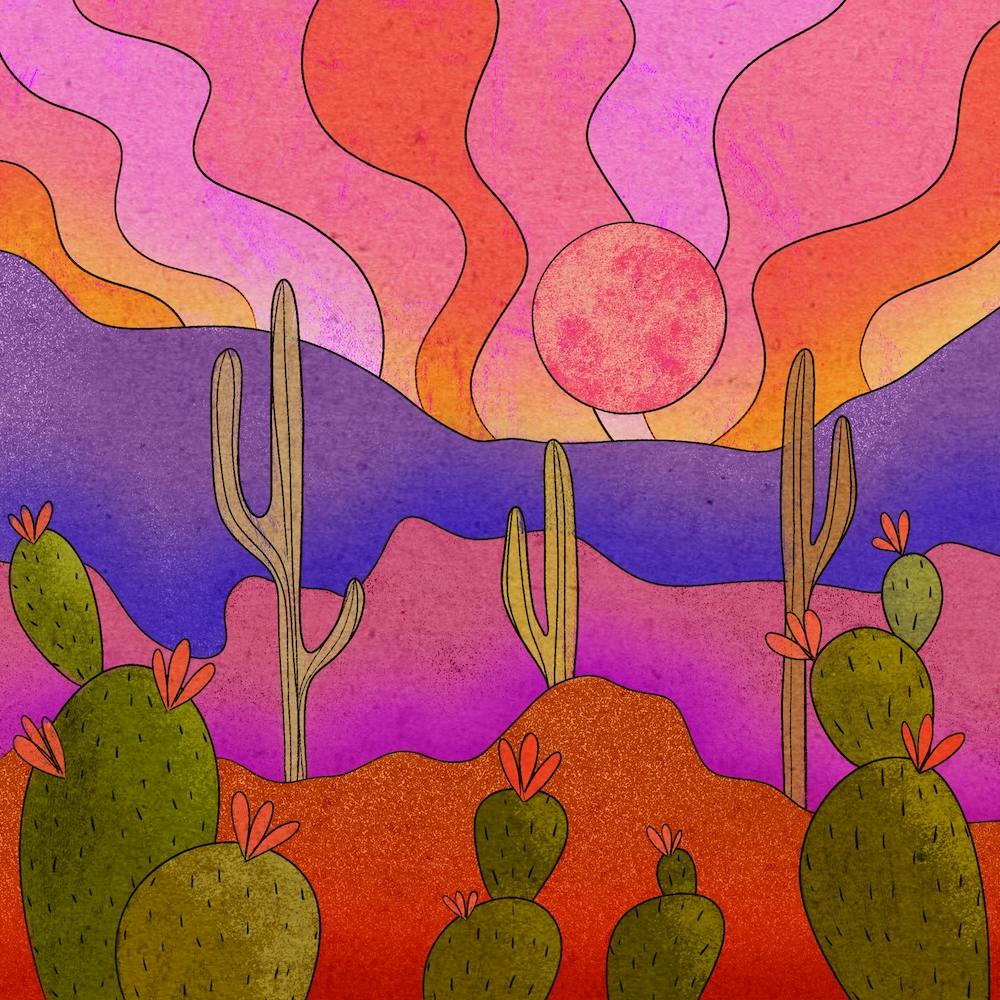 Blooming Cacti Square