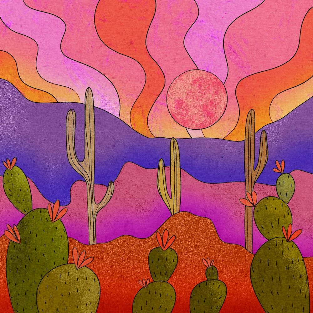 Blooming Cacti Square