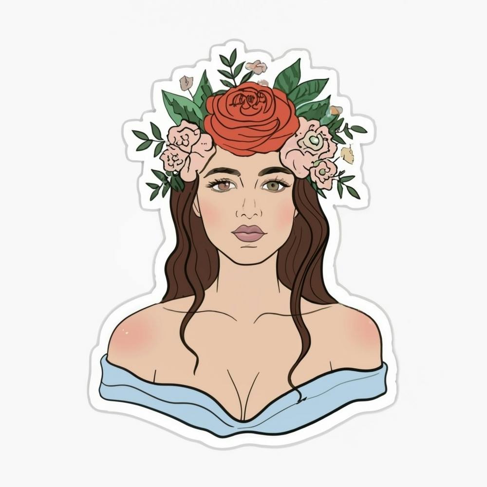 Portrait de Jeune Femme aux Fleurs