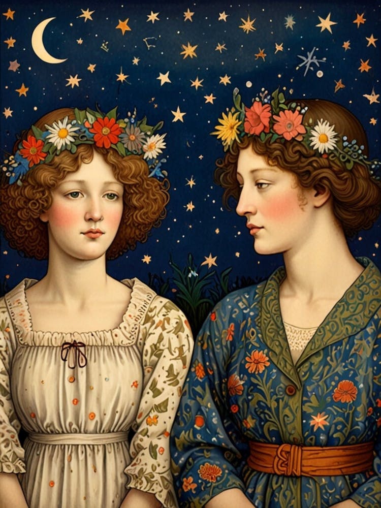 Two Women In Flower Crowns 1