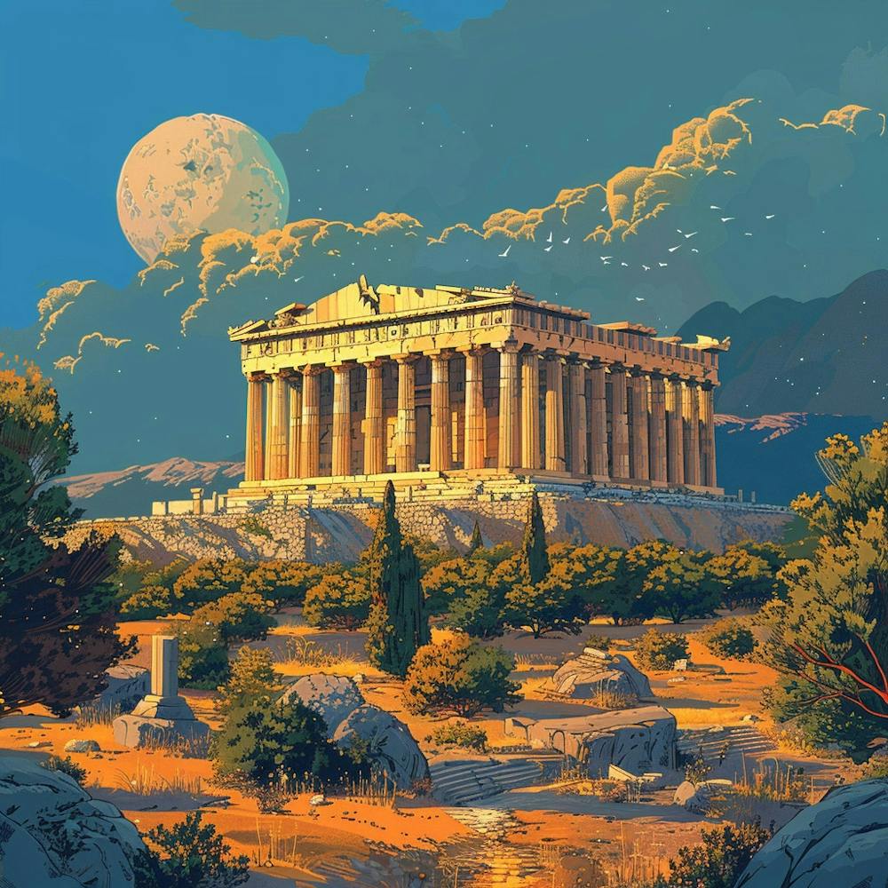 A Temple Of Olympian Zeus In Athens Lofi Illustr 1720008886 1