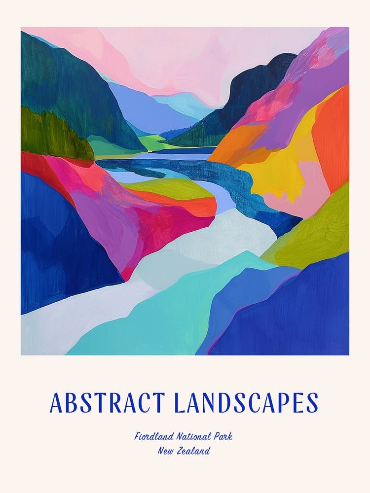 Colourful Abstract Fiordland National Park New Zealand 2 Poster Blue