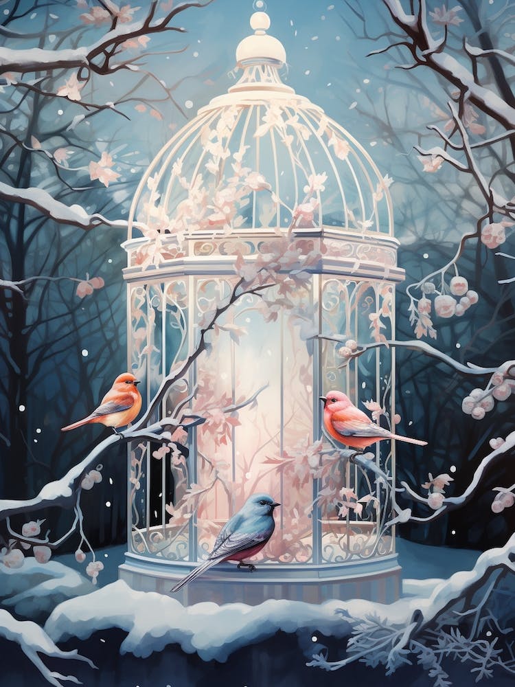 Birdcage In The Winter Forest 2