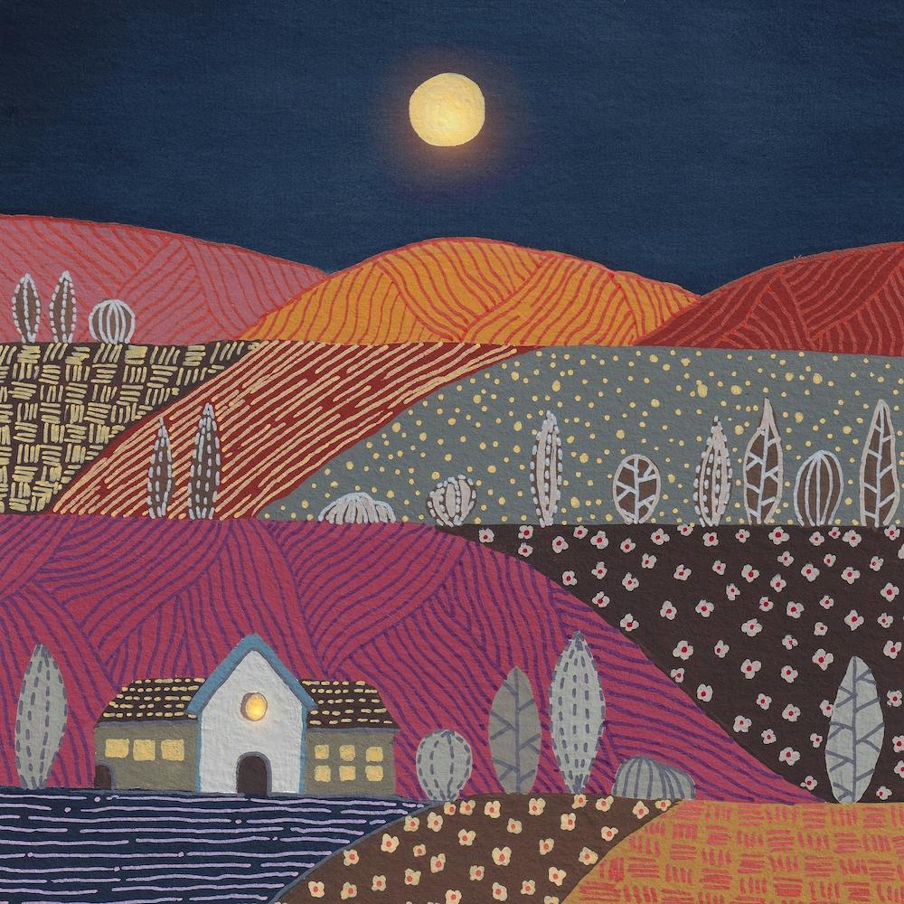 Midnight And Patterned Hills Square