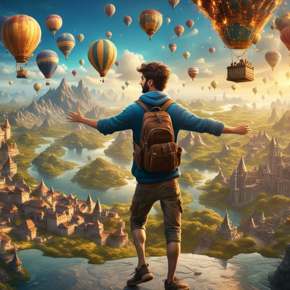 Heißluftballons am Himmel