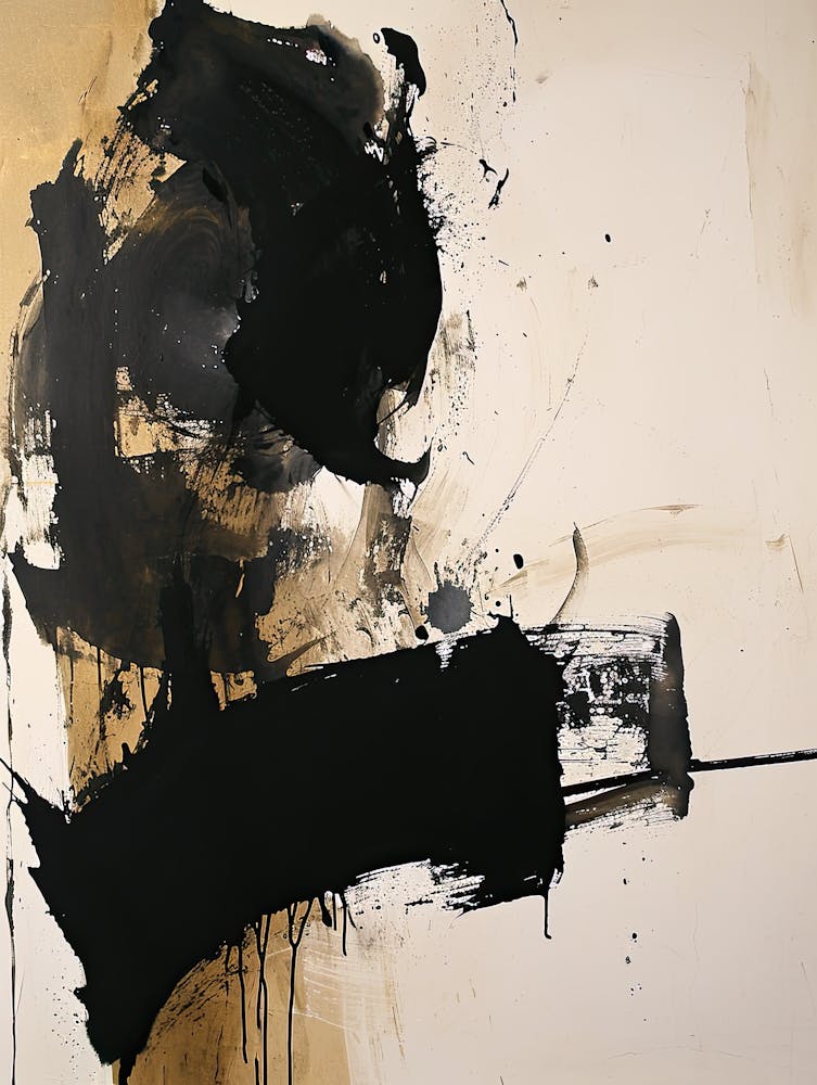 Black And Gold Chinese Oil Painting