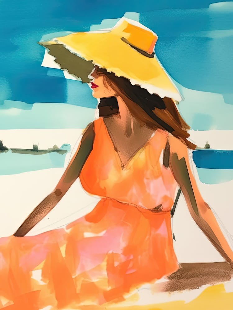 Watercolor Lady Enjoying Summer 2