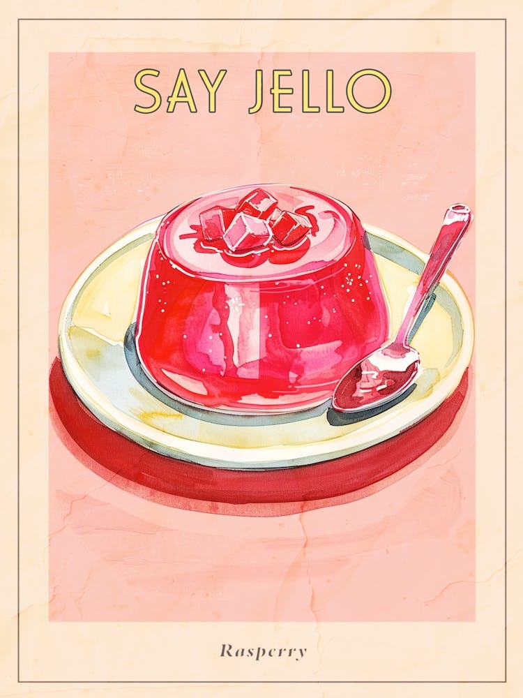 Pink Rasperry Jelly Retro Illustration Poster