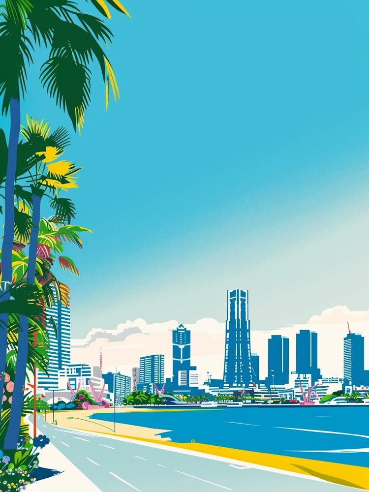 Yokohama Japan 4 Colourful Illustration