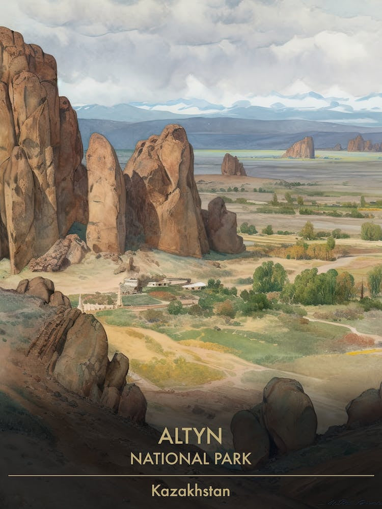 Altyn National Park Kazakhstan Watercolour 2