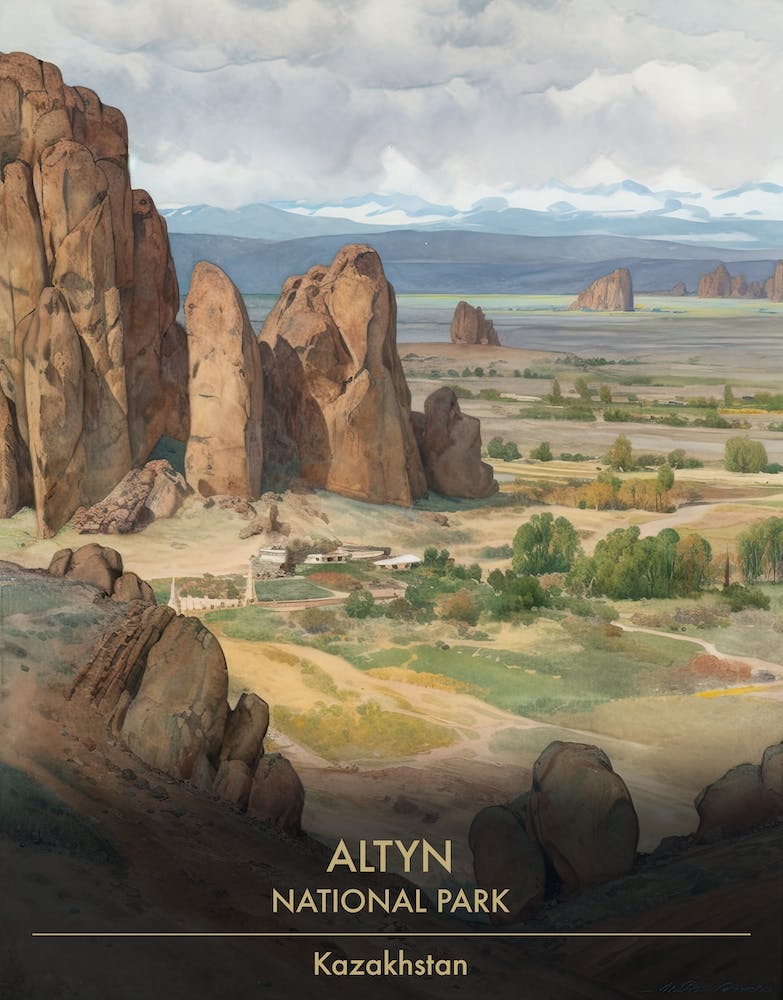 Altyn National Park Kazakhstan Watercolour 2