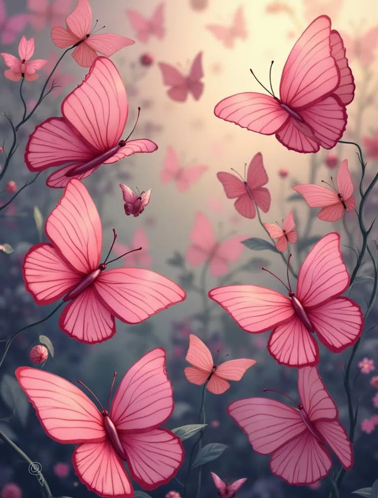 Pink Butterflies pattern 1