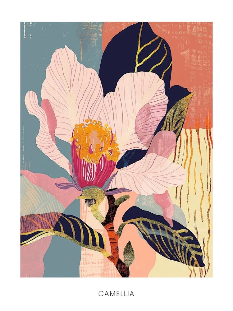 Colourful Flower Illustration Poster Camellia 1