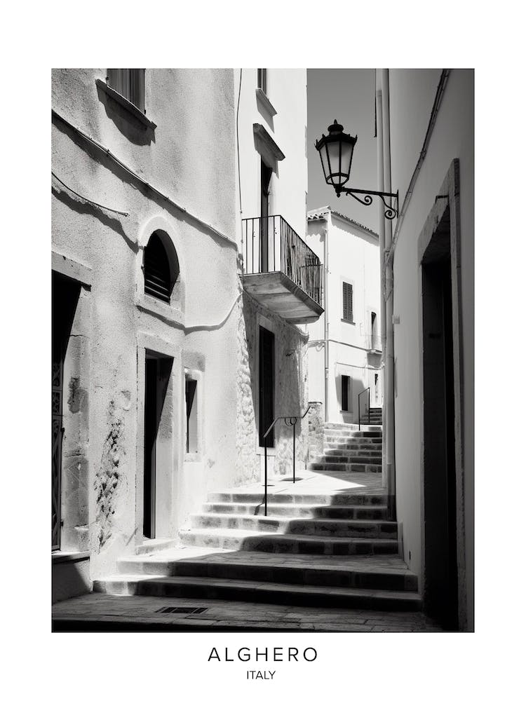 Poster Of Alghero, Italy, Black And White Analogue Photography 3