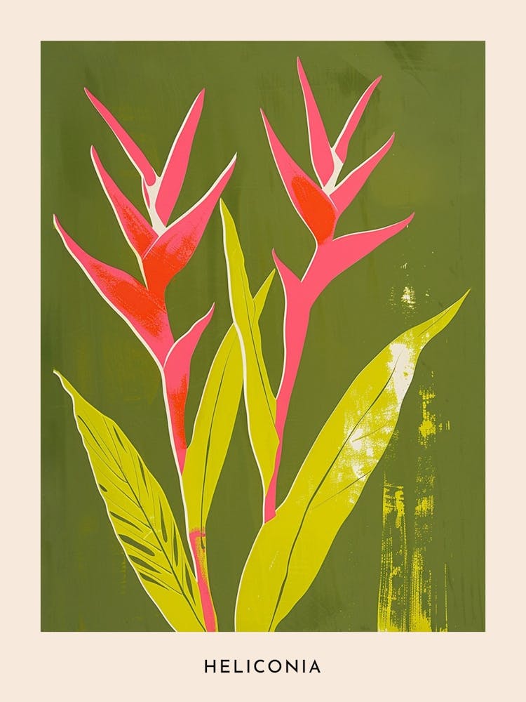 Pink & Grün Heliconia 2 Blumenposter
