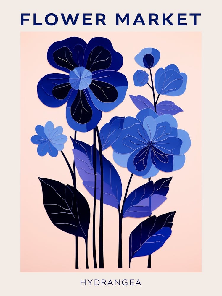 Blue Flower Market Poster Hydrangea 1