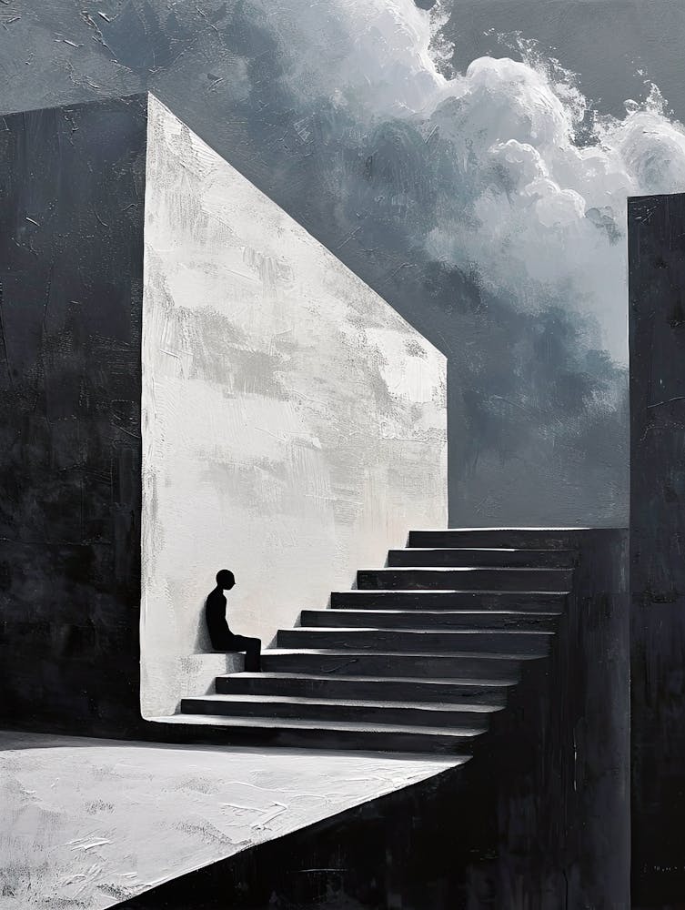 Man Sits On The Stairs, Minimalism