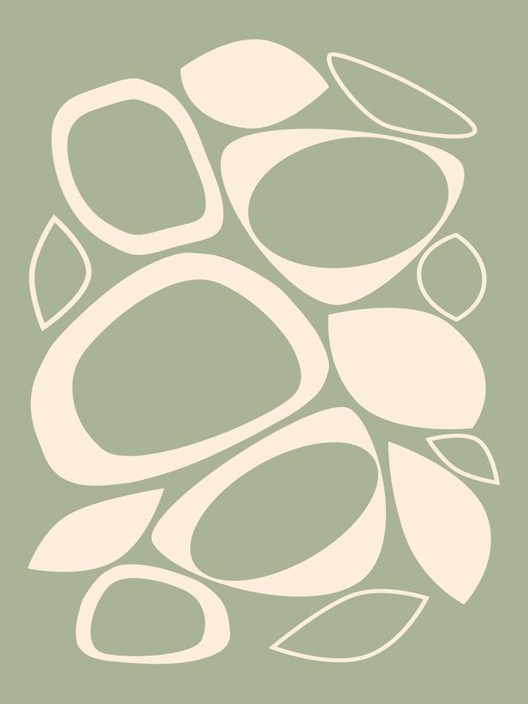 Mid Century Modern Abstract 8 Sage Green, and Ivory