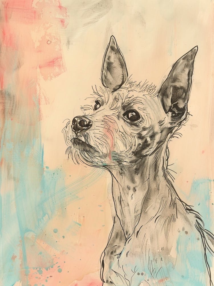 Pastel Terrier Dog Pastel Illustration 2