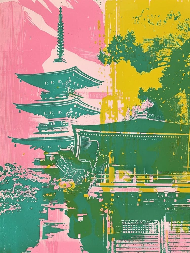Beppu Japan Retro Duotone Silkscreen 1