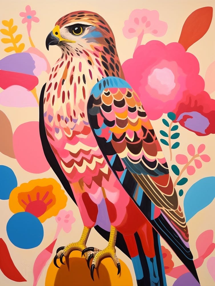 Pink Scandi Red Tailed Hawk 4
