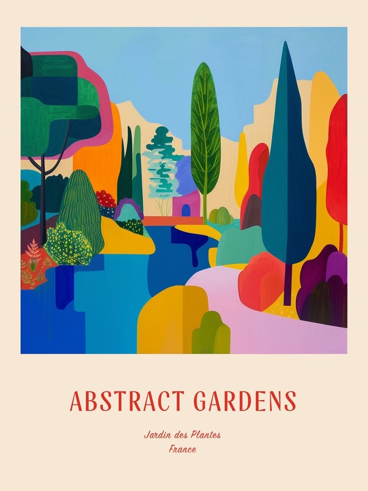Colourful Gardens Jardin Des Plantes France 1 Red Poster
