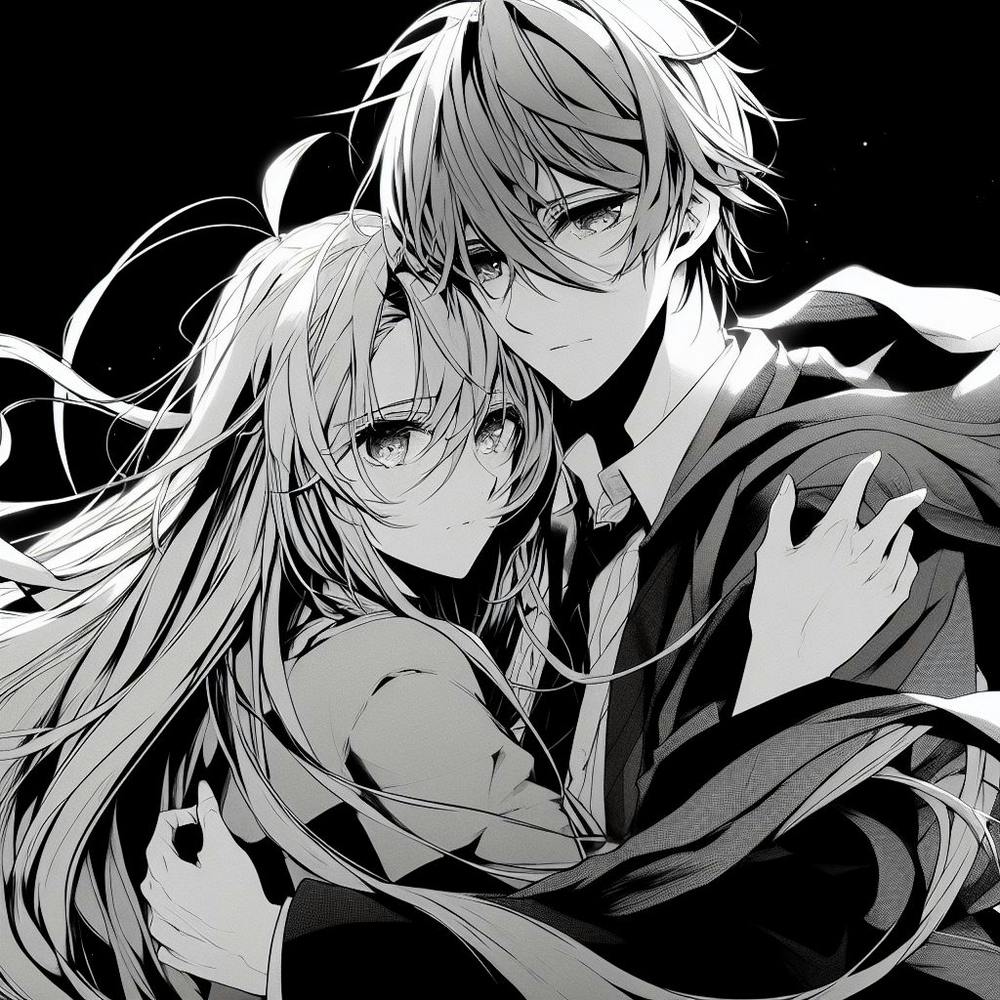 Couple Hugging In Black White Style