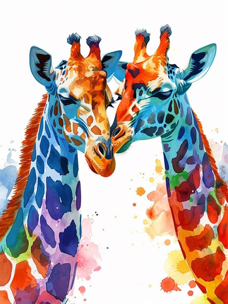 Giraffe Pair Watercolour 2