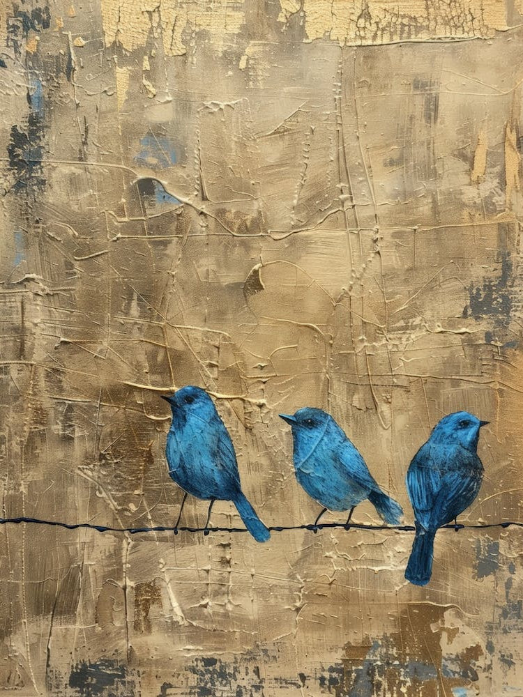 Blue Birds On A Wire 2
